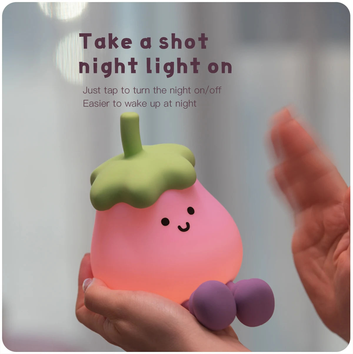 Eggplant Night Light for Kids (Side View)