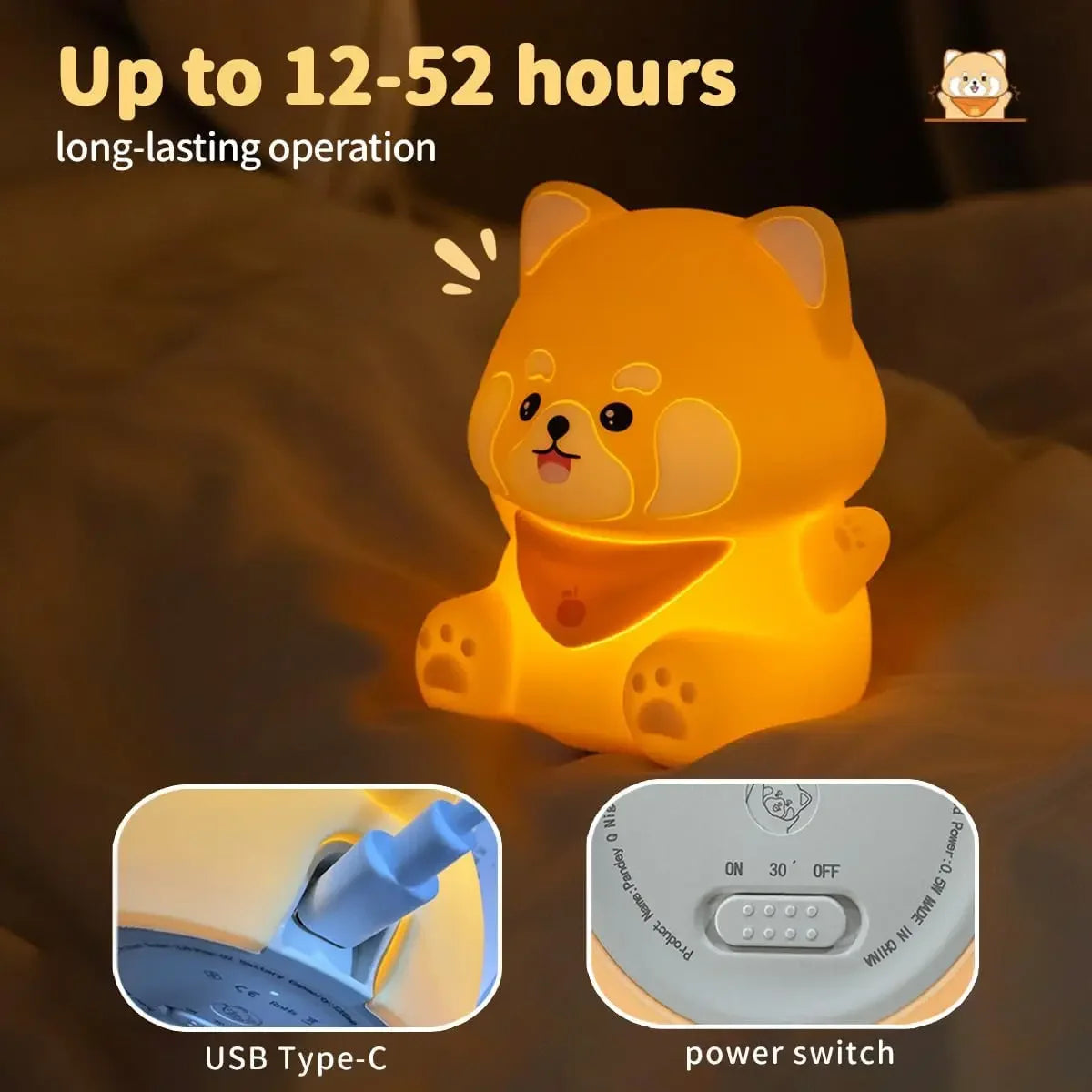 Cute Red Panda Lamp for Kids