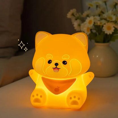 Cute Red Panda Lamp For Kids Sleep LED Nightlight Baby Nursery Rechargeable Bedside Touch Dimmable Silicone Panda Night Lamp