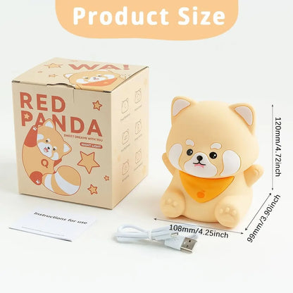 Cute Red Panda Lamp For Kids Sleep LED Nightlight Baby Nursery Rechargeable Bedside Touch Dimmable Silicone Panda Night Lamp