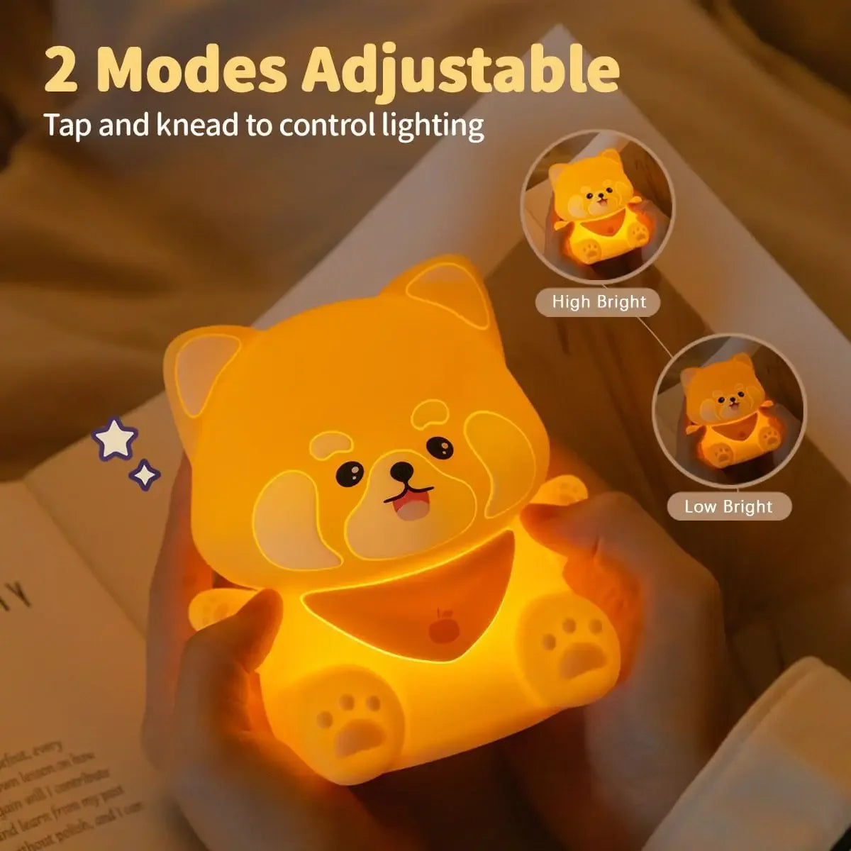 Cute Red Panda Lamp For Kids Sleep LED Nightlight Baby Nursery Rechargeable Bedside Touch Dimmable Silicone Panda Night Lamp