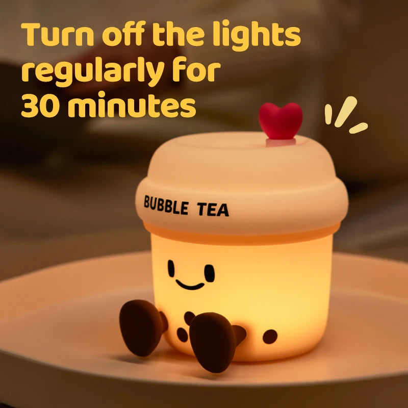Milk Tea Cup Night Light Silicone Night Light USB Rechargeable Colorful RGB Night Lamp Timing For Children Gifts Bedroom  tmosph