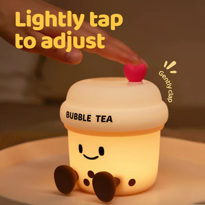 Milk Tea Cup Night Light Silicone Night Light USB Rechargeable Colorful RGB Night Lamp Timing For Children Gifts Bedroom  tmosph