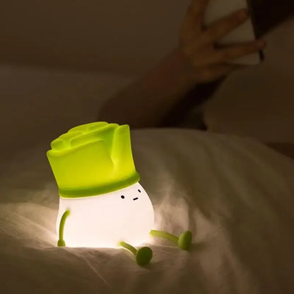 Super Cute Leek Baby Night Light Dimming Timer USB Charging Childrens Night Lamp for Bedroom Bedside Decor Xmas Gift Nightlight