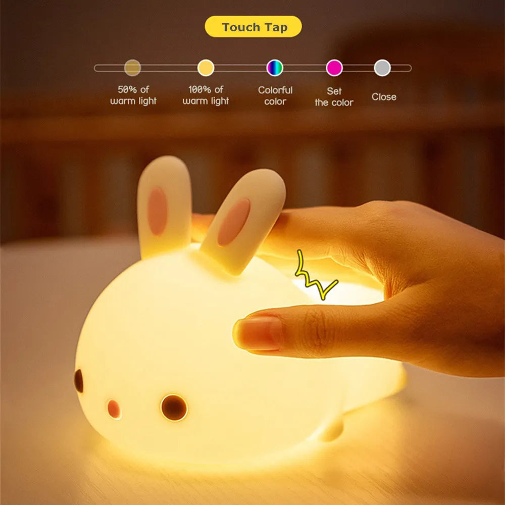 Touch Sensor RGB LED Rabbit Night Light